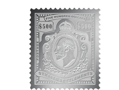 Silberbriefmarke "Straits Settlements 500 $, König Edward VII." 1910