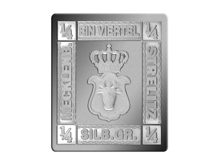 Silberbriefmarke "Mecklenburg-Strelitz Stierkopf mit gekröntem Wappen" 1864