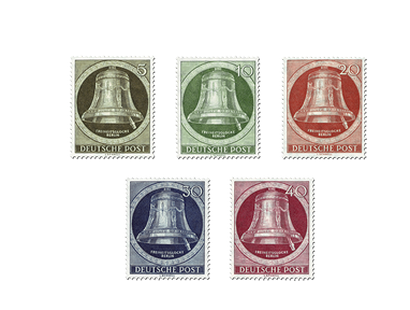Briefmarkensatz Berlin Einweihung der Freiheitsglocke (Klöppel rechts)