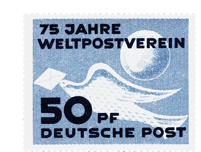 Briefmarke zu 75 Jahren Weltpostverein