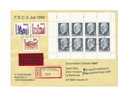 DDR-Mischfrankaturen vom 2. Juli 1990 