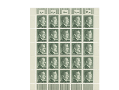 Seltener Original-Briefmarkenbogen der Freimarke "Adolf Hitler" aus der Staatsdruckerei Wien