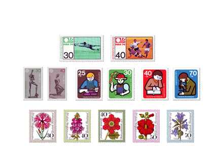 Briefmarken Deutschland Jahrgang 1974