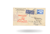 Beleg mit Briefmarke der ersten Südamerikafahrt (Katalog-Nr. 438)