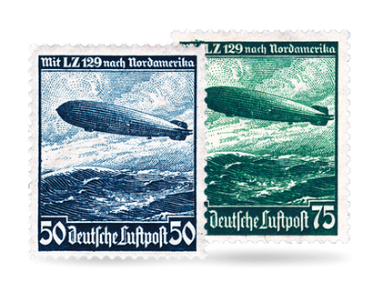 Briefmarken Fahrt des Luftschiffes L. Z. 129 nach Nordamerika