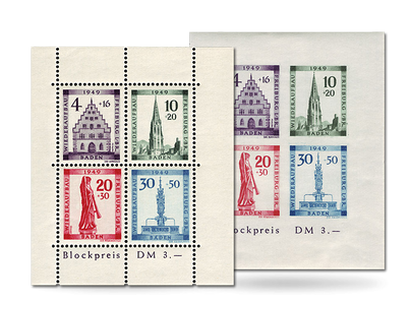Briefmarkenblock Baden - Wiederaufbau Freiburg im Breisgau
