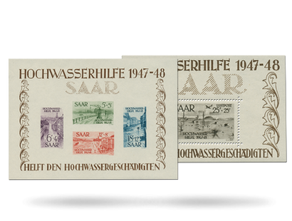 Die beiden einzigen Briefmarkenblocks des Saarlandes, postfrisch
