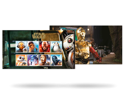 Briefmarken Star-Wars - Charaktere auf Präsentationskarte
