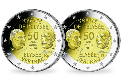 Monnaie de 2 Euros «Le cinquantenaire du Traité de l'Élysée» France / Allemagne 2013 