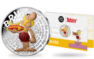 La monnaie officielle de 50 Euros en argent massif colorisé «Astérix - Succès» 2022
