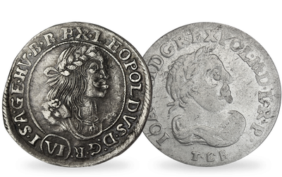 2er-Set Silbermünzen aus der Zeit der 2. Türkenbelagerung