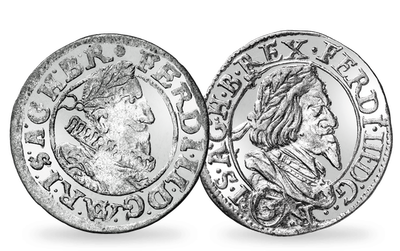 2er-Set Kreuzer von Ferdinand II. und Ferdinand III. aus echtem Silber
