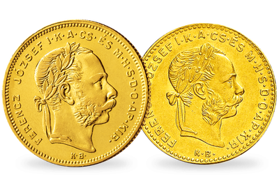 Gold-Set Kaiser Franz Joseph I.: 2 Originale mit Doppel-Nominal