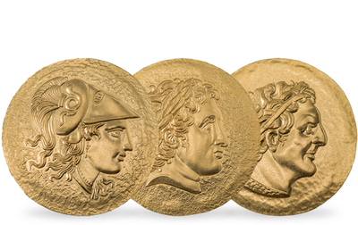 Set de 3 monnaies en or le plus pur «Les rois de Macédoine» 2022