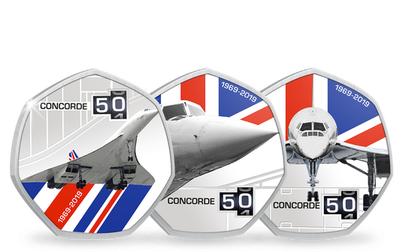 Set de 3 monnaies «50eme anniversaire du Concorde» Iles Salomon 2019