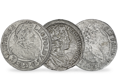 3er-Set historischer Silbermünzen aus Böhmen