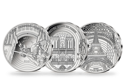 Set de 3 Monnaies de 10€ en argent pur « Les monuments - Paris 2024 »