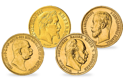 Original-Goldmünzen der 4 großen Kaiser Europas!