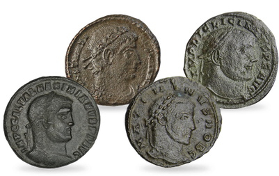 Bronzemünze der 4 Kaiser der römischen Tetrarchie
