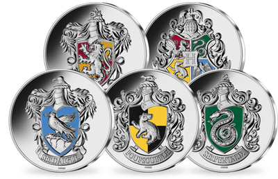 Set de 5 monnaies officielles de 10 Euros en argent «Harry Potter - Maisons» 2022
