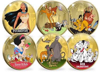 Set de 12 frappes dorées à l'or pur «Les Classiques Disney» 