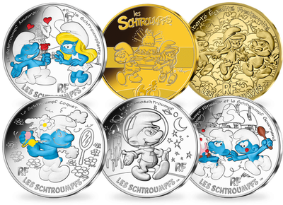 Monnaies en or & argent colorées «Les Schtroumpfs» France 2020 - Vague 2