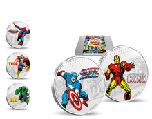  Set de 5 frappes argentées et colorisées Marvel Comics