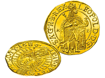 Historischer Gold-Dukat von Kaiser Leopold I.