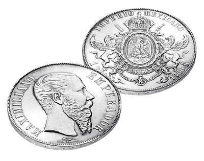 Die einzige Peso-Silbermünze von Kaiser Maximilian von Mexiko
