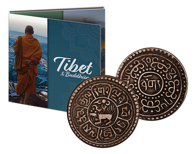 Historische Bronze-Glücksmünze aus Tibet
