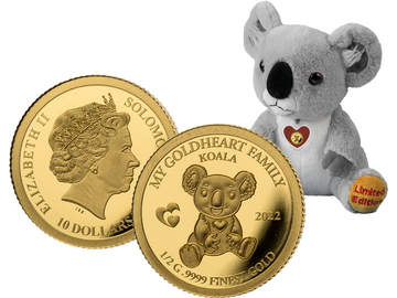 Bezaubernder Plüsch-Koala mit Goldmünzen-Anhänger