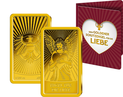 Der "Schutzengel für die Liebe" - Geschenkbarren aus reinstem Gold