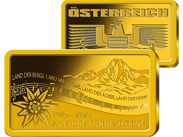 Goldbarren ''75 Jahre Bundeshymne'' aus reinem Gold (999/1000) 
