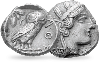 Monnaie ancienne en argent pur «Athéna» Grèce antique ~430 av. J.-C