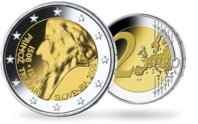 Monnaie de 2 Euros «500ème anniversaire de la naissance de Primož Trubar» Slovénie 2008