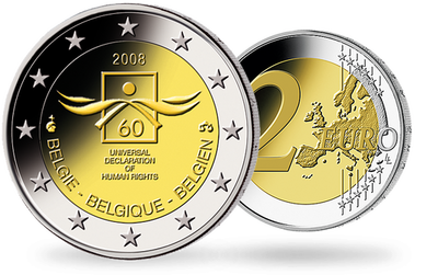 Monnaie de 2 Euros «60e anniversaire de la Déclaration Universelle des Droits de l’Homme» Belgique 2008