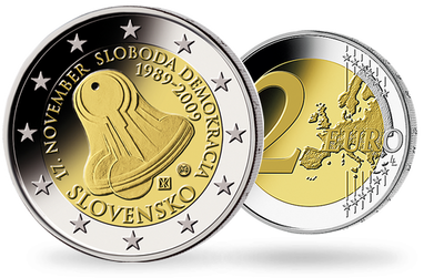 Monnaie de 2 Euros «20ème anniversaire du jour de la liberté et de la démocratie - Révolution de Velours» Slovaquie 2009