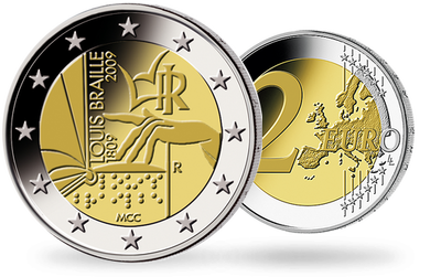 Monnaie de 2 Euros «Bicentenaire de la naissance de Louis Braille» Italie 2009