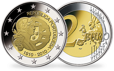 Monnaie de 2 Euros «Centenaire de la République portugaise» Portugal 2010