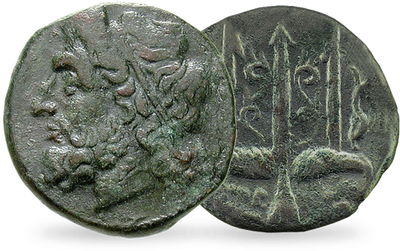 Monnaie romaine 274-216 av. J.-C. : «Poséidon»   