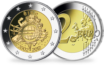 Monnaie de 2 Euros «10 ans de l'Euro» Irlande 2012