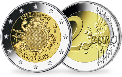 Monnaie de 2 Euros «10 ans de l'Euro» Luxembourg 2012