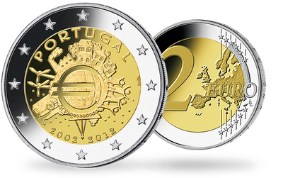 Monnaie de 2 Euros «10 ans de l'Euro» Portugal 2012 