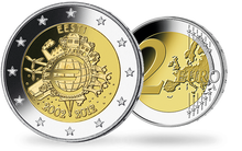 La monnaie de 2 Euro Commémorative Estland - 10 ans de l'Euro'''