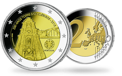 Monnaie de 2 Euros «250e anniversaire de la construction de la Torre dos Clérigos» Portugal 2013 