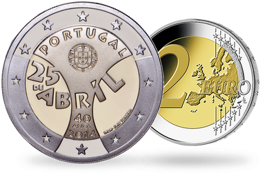 Monnaie de 2 Euros «40e anniversaire de la révolution des Oeillets» Portugal 2014
