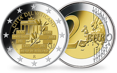 Monnaie de 2 Euros «25e anniversaire de la chute du mur de Berlin» Vatican 2014 