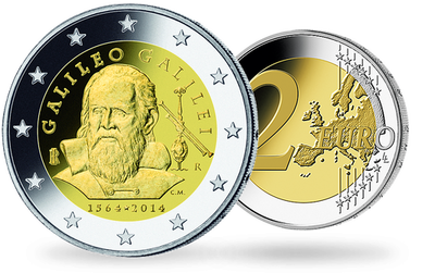 Monnaie de 2 Euros «450e anniversaire de la naissance de Galilée» Italie 2014
