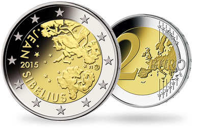 Monnaie de 2 Euros «150e anniversaire de la naissance de Jean Sibelius» Finlande 2015 