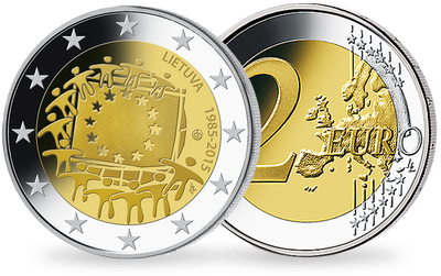 Monnaie de 2 Euros «30 ans du drapeau Européen» Lettonie 2015